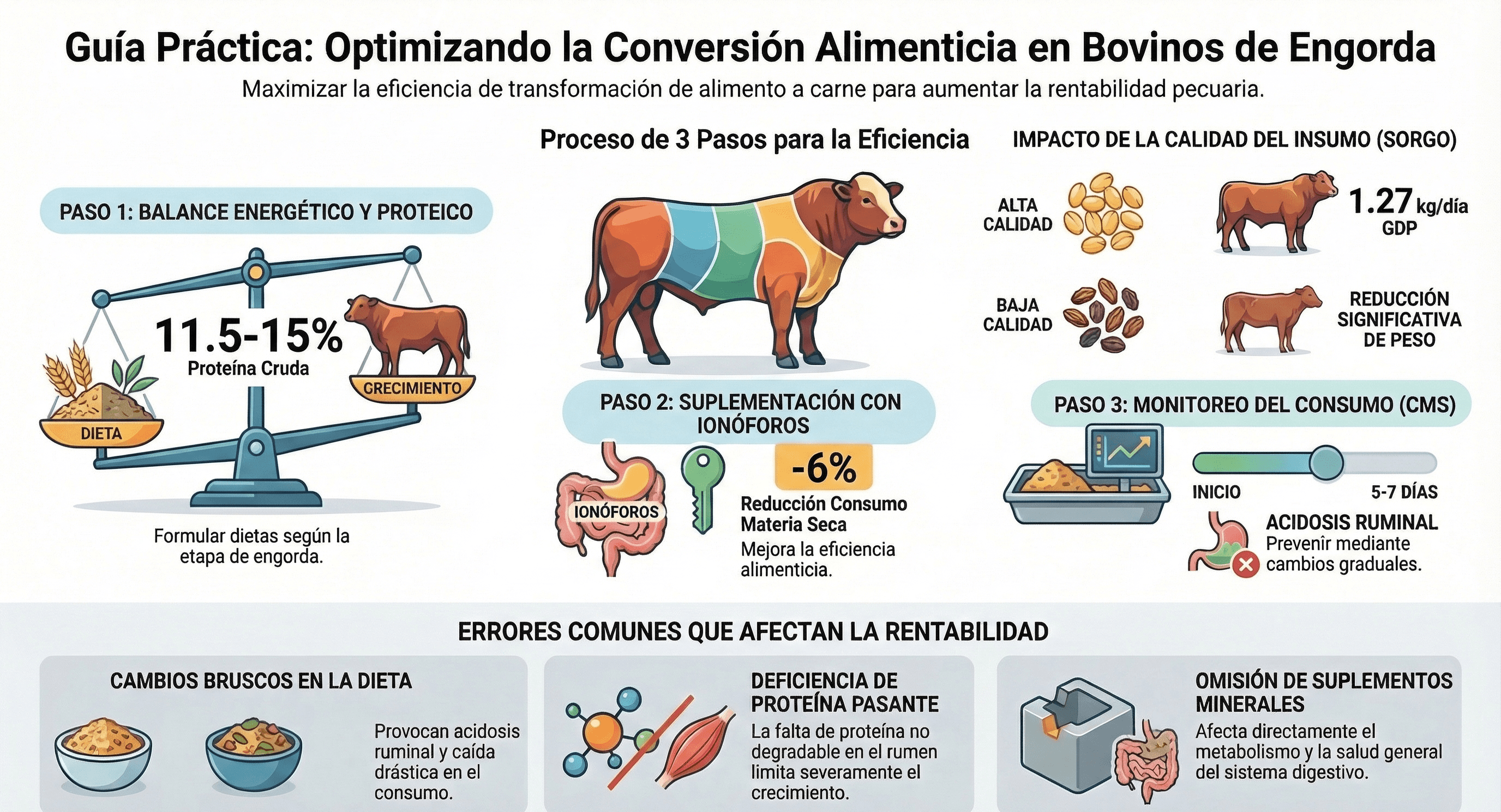 Cómo mejorar la conversión alimenticia en bovinos de engorda paso a paso